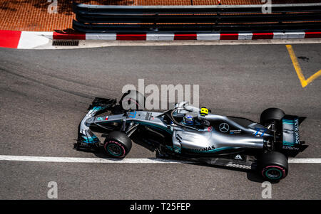 Monte Carlo / Monaco - 20/02/2018 - #77 Valtteri Bottas (FIN) in seiner AMG Merceres Petronas w09 während der Eröffnung der Praxis Tag der Aktion vor der 20. Stockfoto