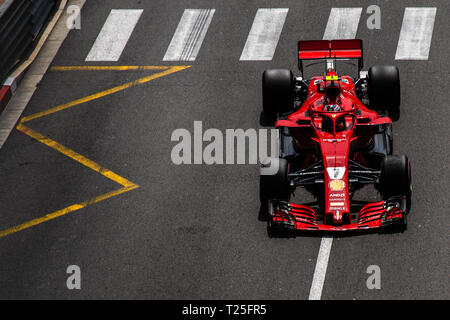 Monte Carlo / Monaco - 20/02/2018 - Weltmeister #7 Kimi Räikkönen (FIN) in seinem Ferrari SF 71H während der Eröffnung der Praxis vor dem Monaco GP 2018 Stockfoto