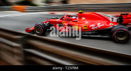 Monte Carlo / Monaco - 20/02/2018 - Weltmeister #7 Kimi Räikkönen (FIN) in seinem Ferrari SF 71H während der Eröffnung der Praxis vor dem Monaco GP 2018 Stockfoto