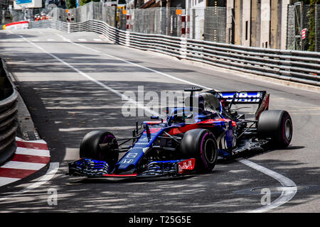 Monte Carlo / Monaco - 20/02/2018 - #28 Brendon Hartley (NZL) in seinem Toro Rosso Honda STR 13 im freien Training vor dem Grand Prix von Monaco 2018 Stockfoto