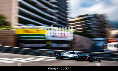 Monte Carlo / Monaco - 20/02/2018 - #77 Valtteri Bottas (FIN) in seiner AMG Merceres Petronas w09 während der Eröffnung der Praxis Tag der Aktion vor der 20. Stockfoto