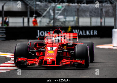 Monte Carlo / Monaco - 20/02/2018 - Weltmeister #5 Sebastian Vettel (GER) im Ferrari SF 71H im freien Training vor dem Monaco GP 2018 Stockfoto