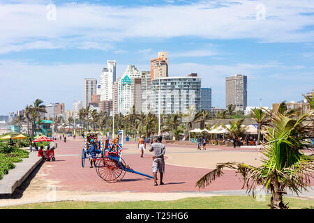 Beachfront Hochhäuser aus den unteren Marine Parade, Durban, KwaZulu-Natal, Südafrika Stockfoto