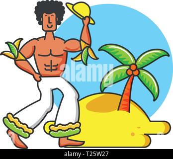 Mann brasilianische Tänzerin im Strand Vektor Illustration Design Stock Vektor