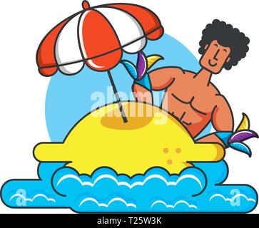 Mann brasilianische Tänzerin im Strand Vektor Illustration Design Stock Vektor