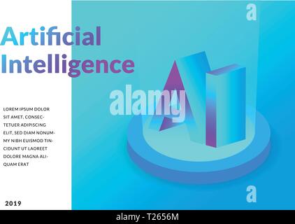 Künstliche Intelligenz Konzept. isometrische 3D-Abbildung. Technologie Hintergrund. EPS 10 Vektor Stock Vektor