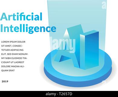 Künstliche Intelligenz Konzept. isometrische 3D-Abbildung. Technologie Hintergrund. EPS 10 Vektor Stock Vektor