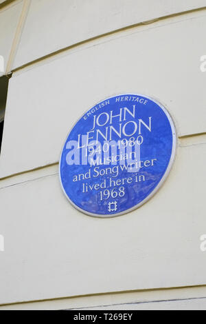 Ehemaliges Haus von John Lennon bei 34 Montagu Square, London, Uk Stockfoto