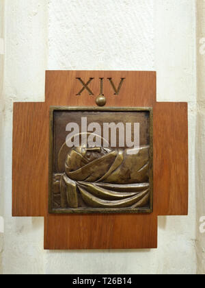 Stationen des Kreuzes wie in St. Peters Kirche in Leuven dargestellt Stockfoto