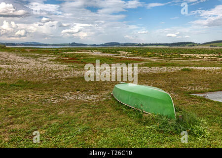 Forggensee bei Füssen in Bayern während der Dürre im Sommer 2018 Stockfoto