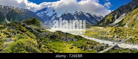 Blick über Hooker Valley, Mount Cook National Park - Neuseeland Stockfoto