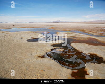 Ojos del Salar: Quellen, die aus dem Salz in der Salar de Uyuni, Bolivien. Stockfoto