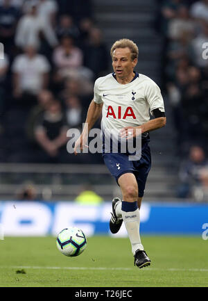 Tottenham Hotspur Jurgen Klinsmann in Aktion während der legenden Test event Match bei Tottenham Hotspur Stadium, London. Stockfoto