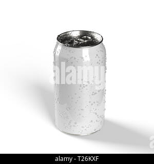 Realistisch können Mockup-isolierte Verpackungen Vorlage einfach anpassen, 3D-Rendering auf weißem Hintergrund Stockfoto