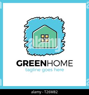 Pinsel Home Logo. Einfaches Haus Stock Vektor