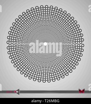 Vector schwarz und weiße Spirale Kreise Swirl abstrakte Runde optische Täuschung. Abstrakte geometrische Hintergrund Design. Stock Vektor