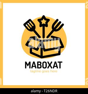 Magic Food Box Logo. Line Überraschung essen Logo Stock Vektor