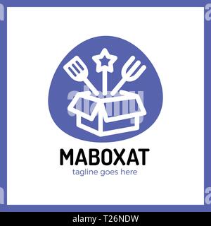 Magic Food Box Logo. Line Überraschung essen Logo Stock Vektor