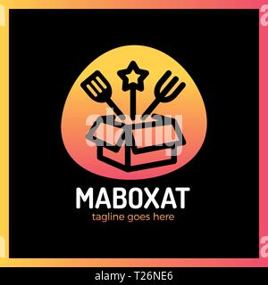 Magic Food Box Logo. Line Überraschung essen Logo Stock Vektor