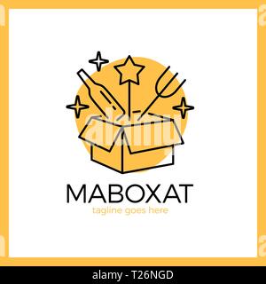 Magic Food Box Logo. Line Überraschung essen Logo Stock Vektor