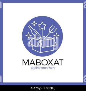 Magic Food Box Logo. Line Überraschung essen Logo Stock Vektor
