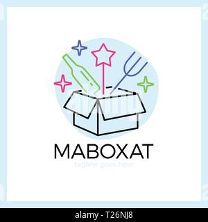 Magic Food Box Logo. Line Überraschung essen Logo Stock Vektor