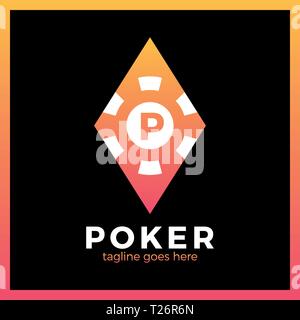 Poker Casino Logo - Orange Raute. Stock Vektor