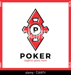 Poker Casino Logo - Rote Raute. Stock Vektor