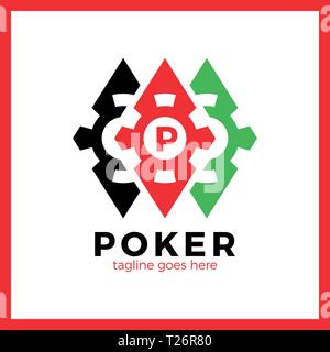 Poker Casino Logo - Drei Raute. Stock Vektor