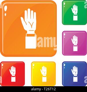Hands up Icons Set Vector Farbe Stock Vektor