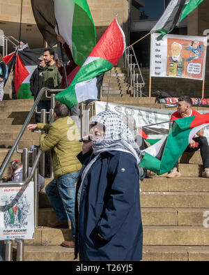 Glasgow, Schottland, Großbritannien. Am 30. März 2019. Palästina Demonstranten versammeln sich die Buchanan Street Schritte für die Rechte der palästinensischen Bevölkerung im Gazastreifen zu protestieren. Stockfoto