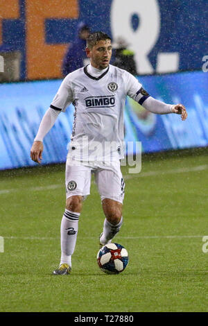 Cincinnati, Ohio, USA. 30 Mär, 2019. Der Philadelphia Alejandro Bedoya während ein MLS-Fußball-Spiel zwischen dem FC Cincinnati und Portland an Nippert Stadion in Cincinnati, Ohio. Kevin Schultz/CSM/Alamy leben Nachrichten Stockfoto