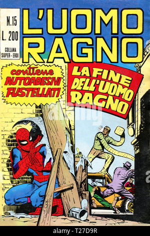 Italien - 1970: Erste Ausgabe des Comic Marvel Bücher, Deckel des Amazing Spider-Man, L'Uomo Ragno Stockfoto