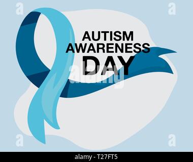 Darstellung des blauen Farbbands der Kampagne „Autismus-Tag“ Stock Vektor