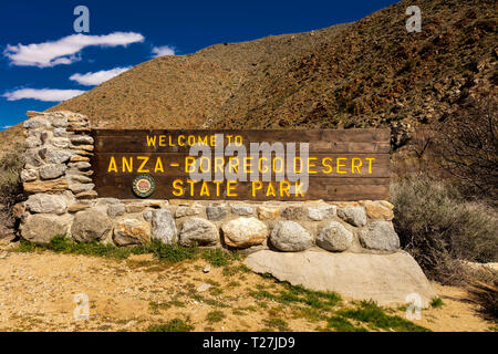 März 13, 2019, ANZA BOREGO STATE PARK - Willkommen bei ANZA BORREGO Stockfoto