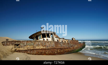 Shawnee Schiff, das an der Skelettküste Namibias ruiniert wurde, South West Afrika. Stockfoto