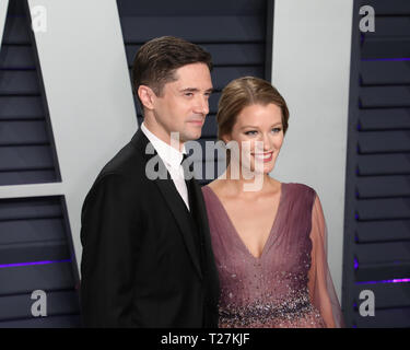 Vanity Fair Oscars Party im Wallis Annenberg Center für Darstellende Künste - Ankunft mit: Topher Grace, Ashley Hinshaw Wo: Los Angeles, Kalifornien, Vereinigte Staaten, wenn: 24 Feb 2019 Credit: Sheri Determan/WENN.com Stockfoto