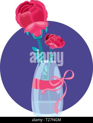 Schöne Blume mit Zweig in Vase Vektor Illustration Design Stock Vektor