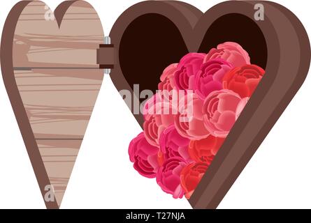 Brust in Herzform mit Blumen Vektor Illustration Design Stock Vektor