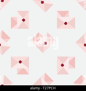 Herzförmige mail. Die Inschrift der Liebe. Liebe Umschläge mit Herzen nahtlose Muster 10 eps Stock Vektor