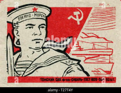 Russland - 1961: Sowjetunion Propaganda, streichholzschachtel Grafiksammlung, UDSSR Armee Stockfoto
