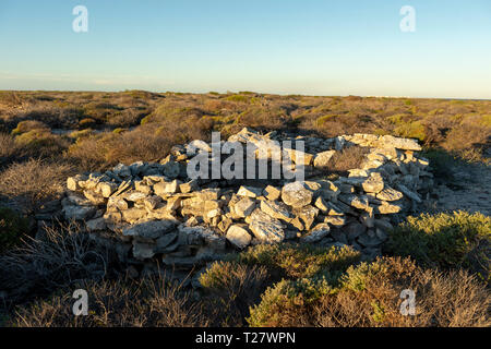 Der Küste fort auf West Wallabi Insel wurde von holländischen Soldaten Wiebbe Hayes und anderen Überlebenden der Batavia shipwreck im Jahre 1629 gebaut, es ist der Stockfoto