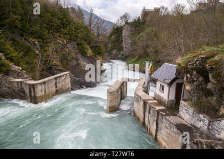 Ara Fluss in Torla-Ordesa, Huesca, Aragón, Spanien. Stockfoto