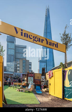 Essig Hof, Street Food und Flohmarkt. St Thomas Street, London, UK. Stockfoto