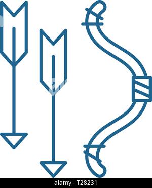 Bogen und Pfeile Symbol Leitung Konzept. Bogen und Pfeile flachbild Vektor Symbol, Zeichen, umriss Abbildung. Stock Vektor