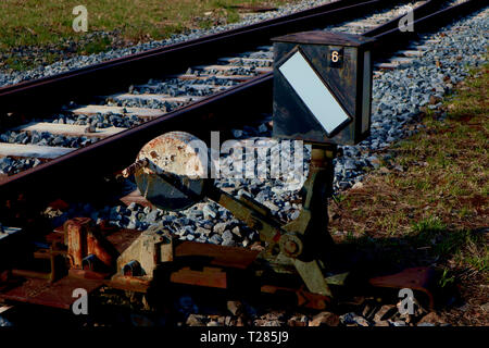 Rail Track mit switchman Stockfoto