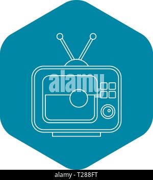 Ball auf dem Bildschirm des retro TV-Symbol Stock Vektor