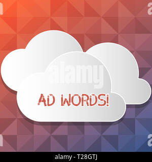 Handschrift Text schreiben Ad Worte. Konzeptionelle Foto Werbung ein Geschäft über die ersten von Internet Suchergebnisse leere weiße flauschige Wolken geschnitten Aus Stockfoto
