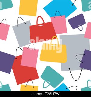 Nahtlose Muster der Shopping Taschen und Mode Handtaschen Stock Vektor