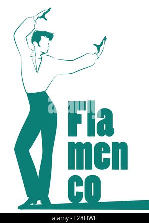 Spanische Flamenco Tänzerin Mann auf weißem Hintergrund Stock Vektor
